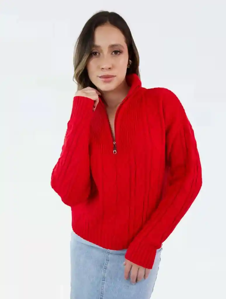 Suéter Para Mujer Trenzado Tejido Con Cremallera - The Narrow