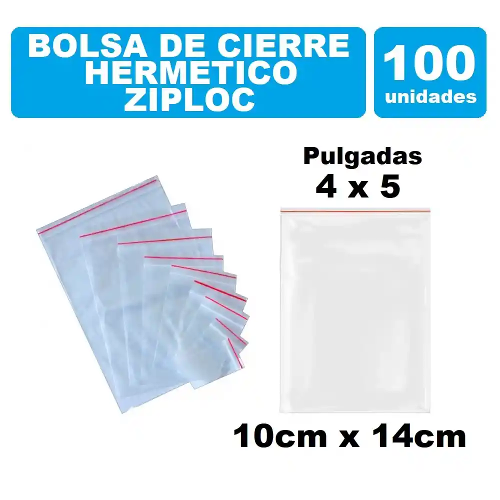 Bolsa Zipper Con Cierre Hermético 10cm X 14cm Por 100und Transparente