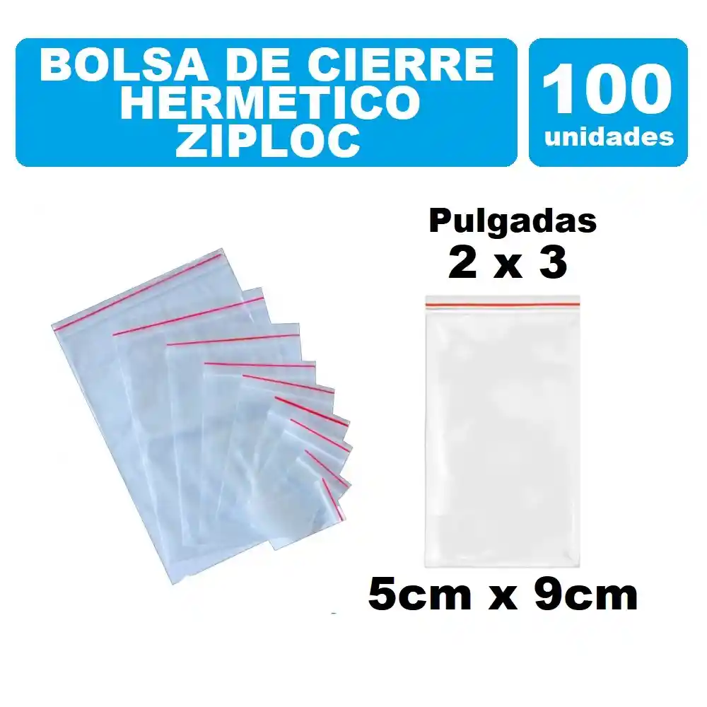 Bolsa Zipper Con Cierre Hermético 5cm X 9cm Por 100und Transparente