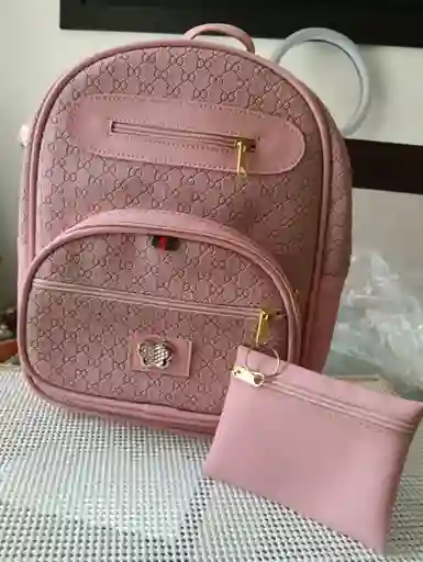 Bolso Mochila Cuero Sintetico - Rosa / Talla Única