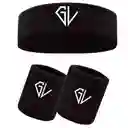 Kit Balaca Y Muñequeras De Sudor Deportes Fitness Color Negro