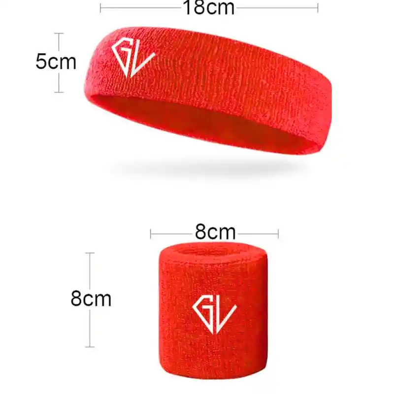 Kit Balaca Y Muñequeras De Sudor Deportes Fitness Color Rojo