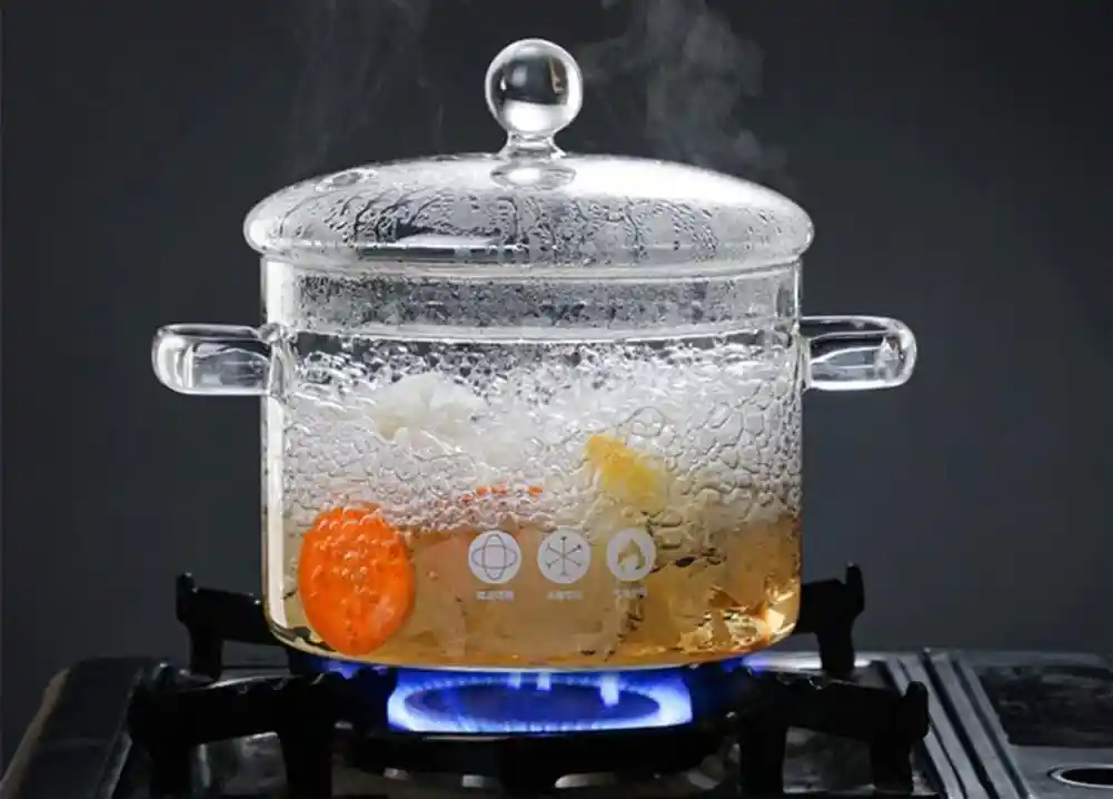 Olla De Vidrio Resistente Al Calor Cacerola Transparente Con Tapa