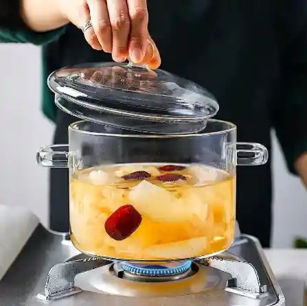 Olla De Vidrio Resistente Al Calor Cacerola Transparente Con Tapa
