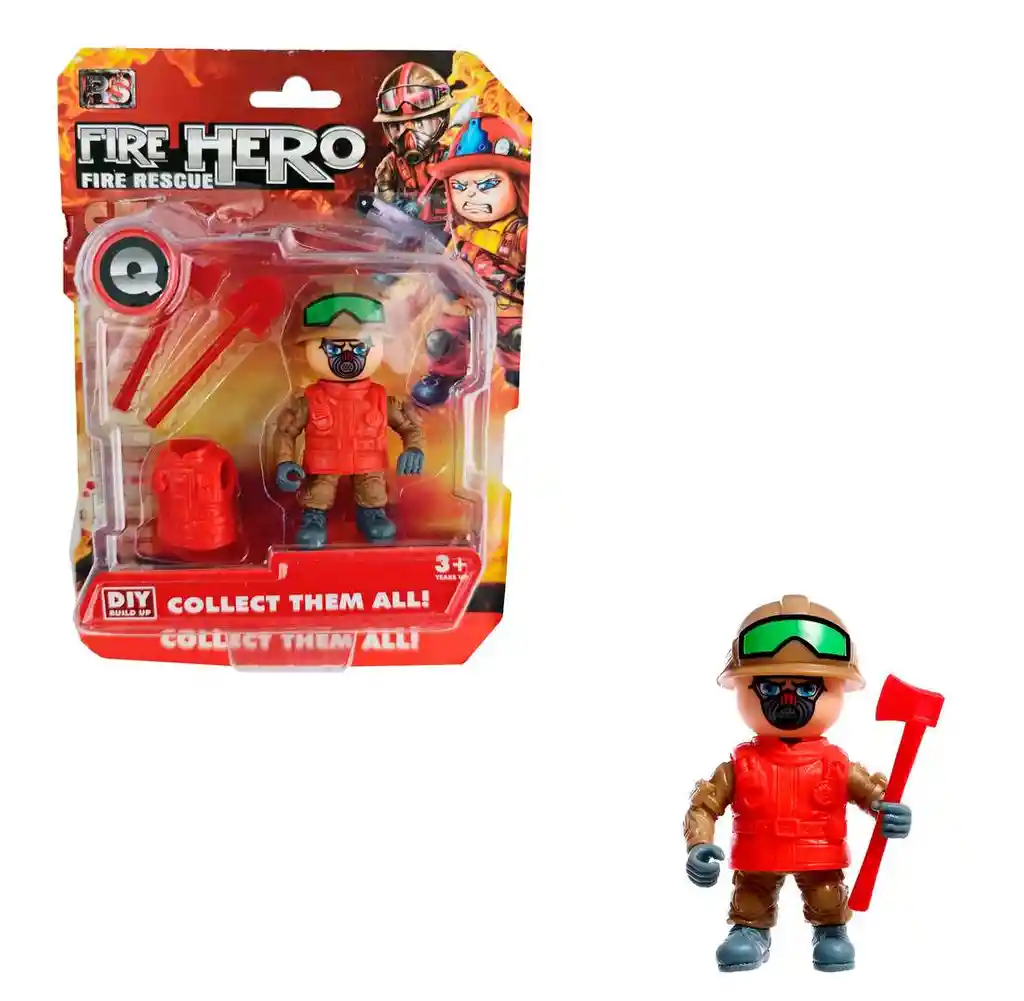Figura Bombero Juguete Con Accesorios Herramientas Niños