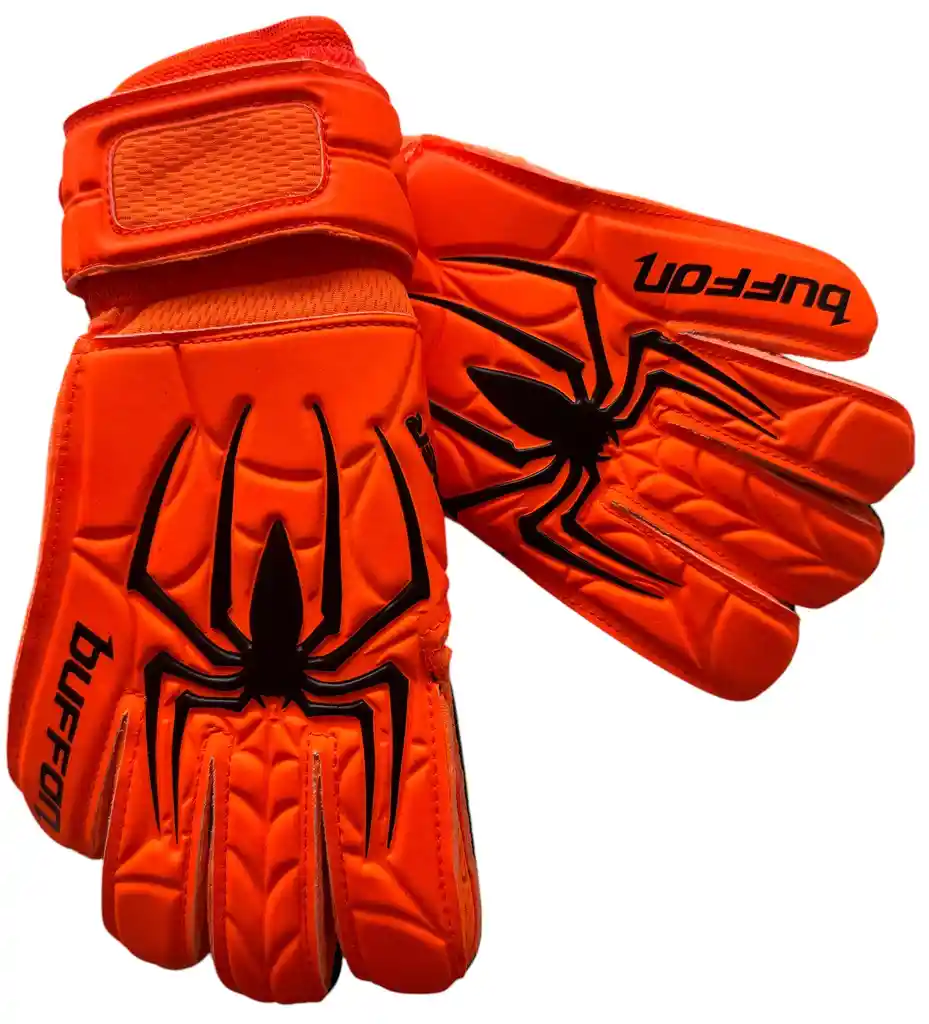 Guantes De Niño Fútbol Buffon Spider Competencia - Talla: 4 / Naranja - Negro
