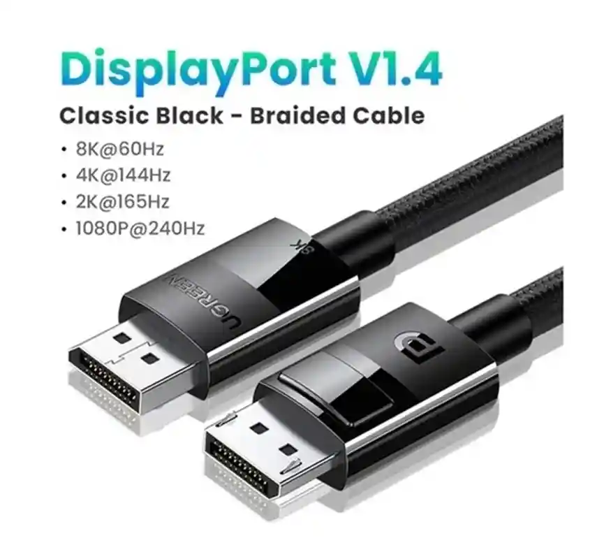 Cable Displayport Dp V1.4 8k Ugreen 240 Hz 32.4 Gbps 2 Metros