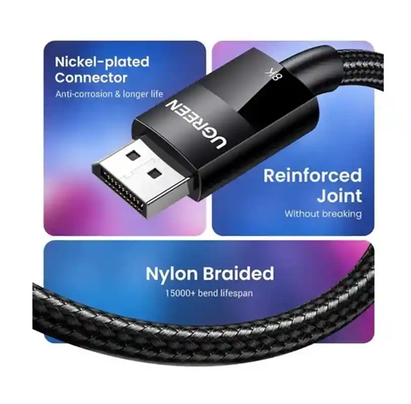 Cable Displayport Dp V1.4 8k Ugreen 240 Hz 32.4 Gbps 2 Metros