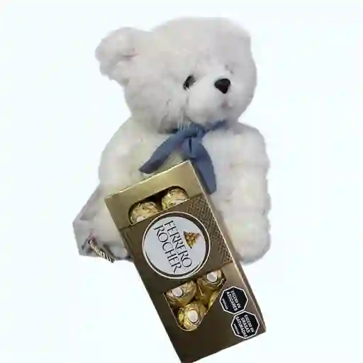 Peluche Oso Blanco Azul
