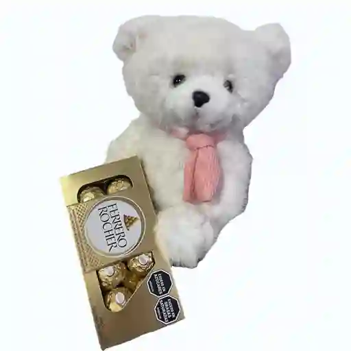 Peluche Oso Blanco Rosa