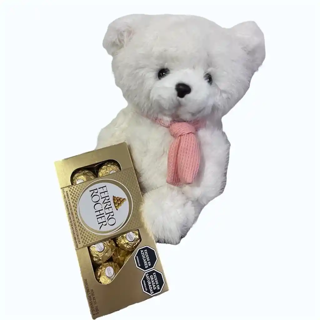 Peluche Oso Blanco Rosa