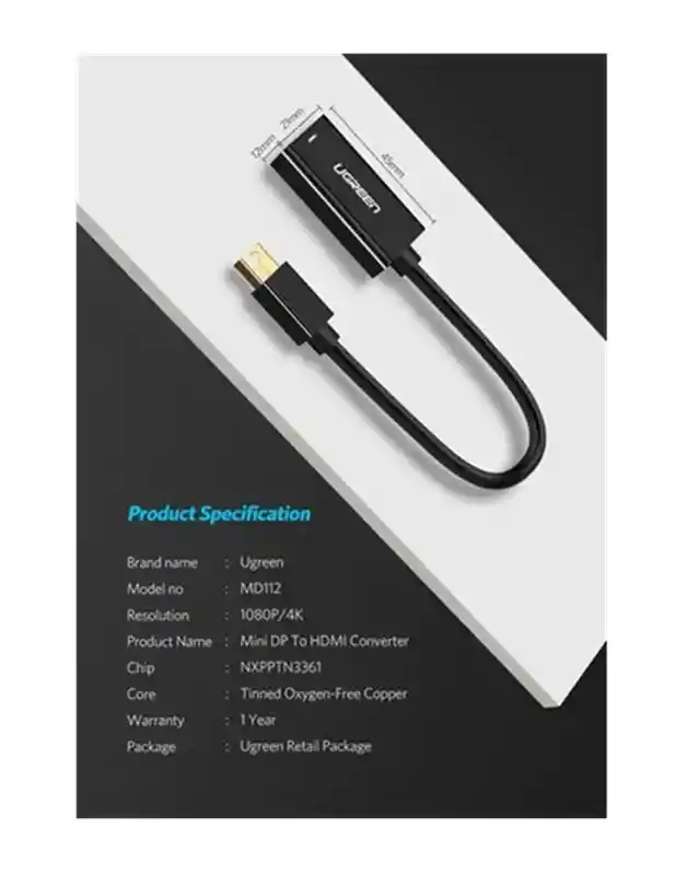 Adaptador Ugreen Mini Displayport Thunderbolt A Hdmi 4k