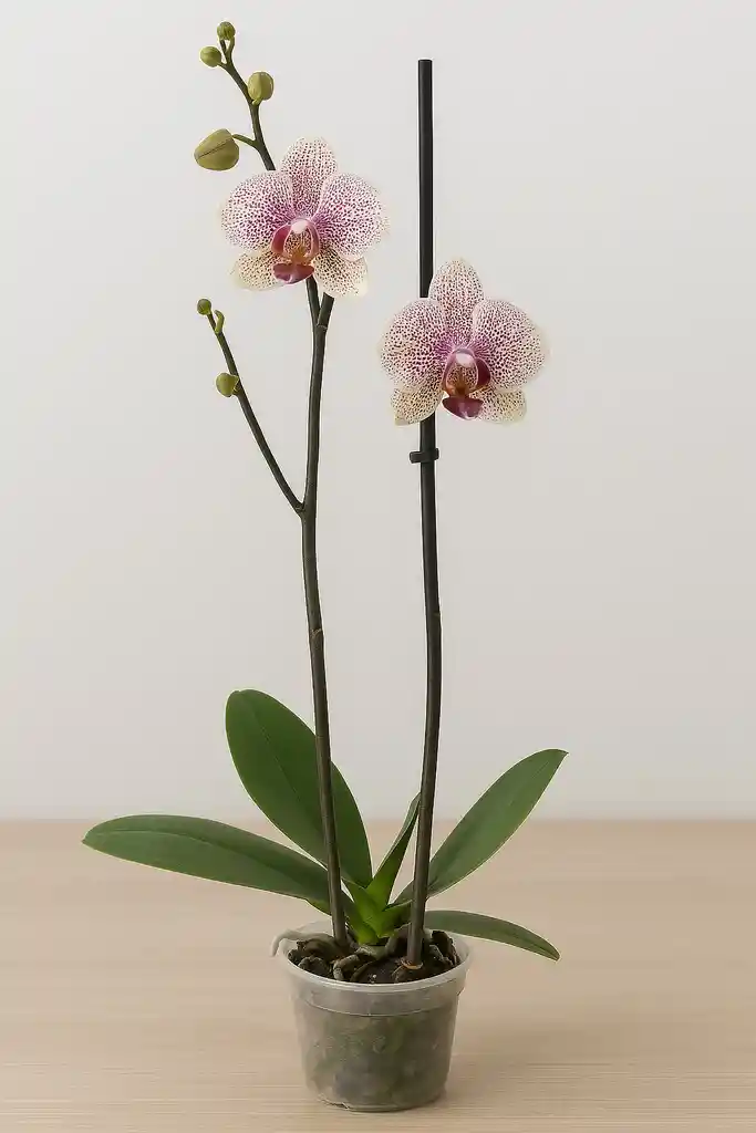 Orquidea Blanca Con Mini Puntos Fucsias X2 Tallos