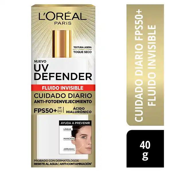 Protector Solar Diario Loreal Paris Uv Defender Fps 50+ 40gr