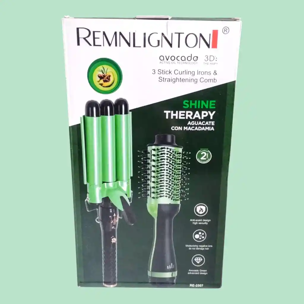 Combo Plancha De Cabello Sirena + Cepillo Secador Linea Aguacate