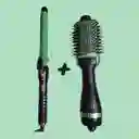 Combo Plancha De Cabello + Cepillo Secador Linea Aguacate