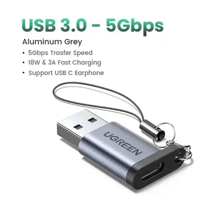 Adaptador Ugreen Usb 3,0 Macho A Usb C 3,1 Hembra Lavero
