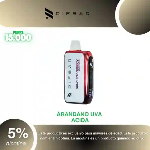 Vape Rifbar Turbo X 15.000 Pufs, Sour Cranberry Grape 5%