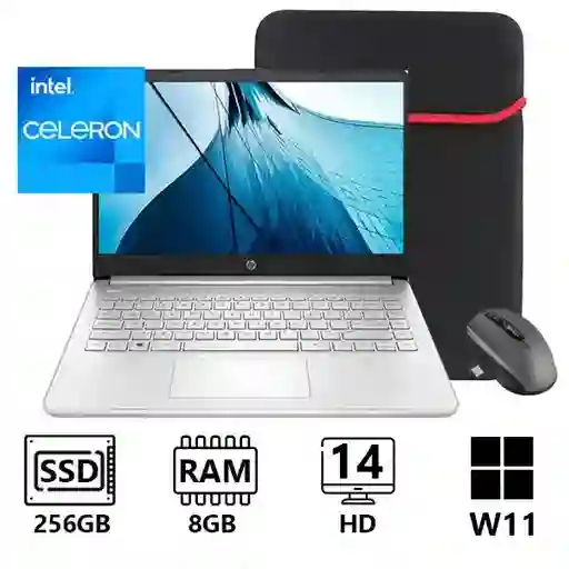 Portatil Hp 0533la Celeron Ssd 256gb Ram 8gb 14" Hd Win 11 Mas Funda Y Mouse Inalambrico