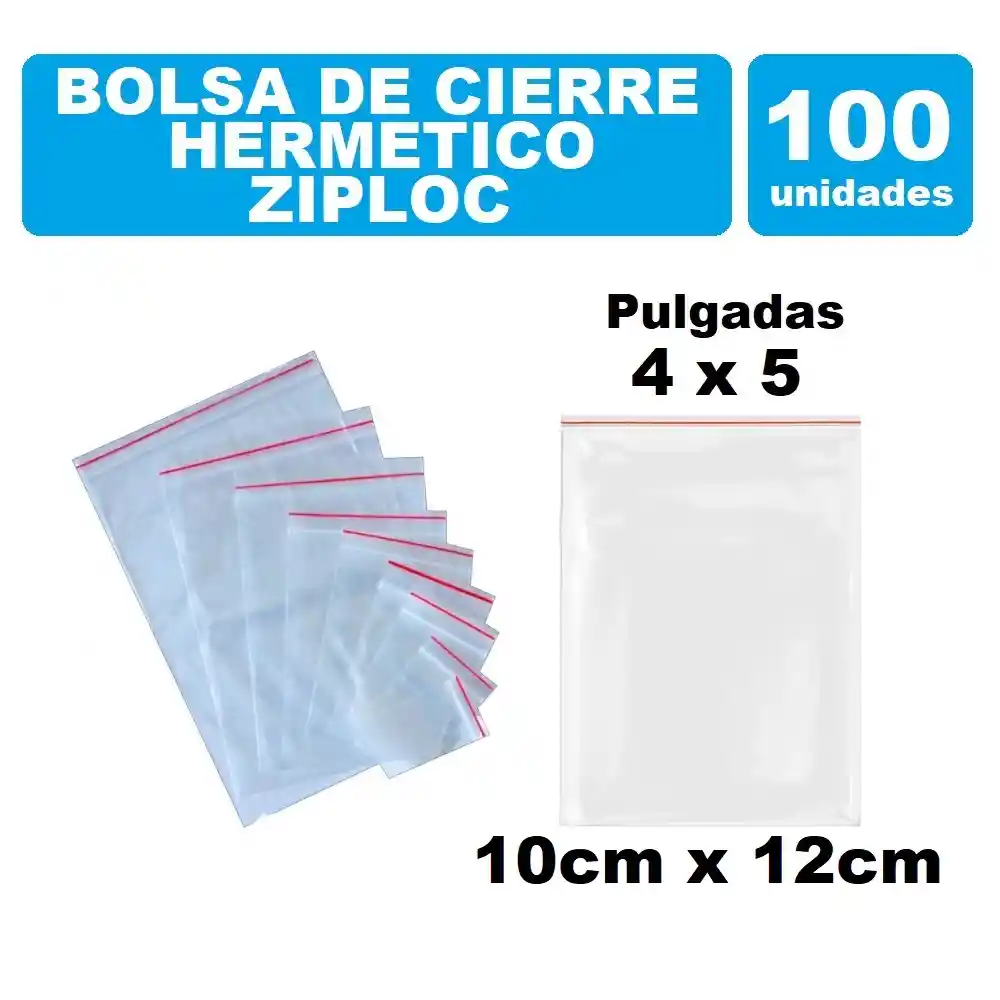 Bolsa Zipper Con Cierre Hermético 10cm X 12cm Por 100und Transparente