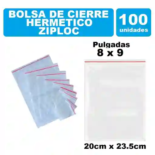 Bolsa Zipper Con Cierre Hermético 20cm X 23.5cm Por 100und Transparente