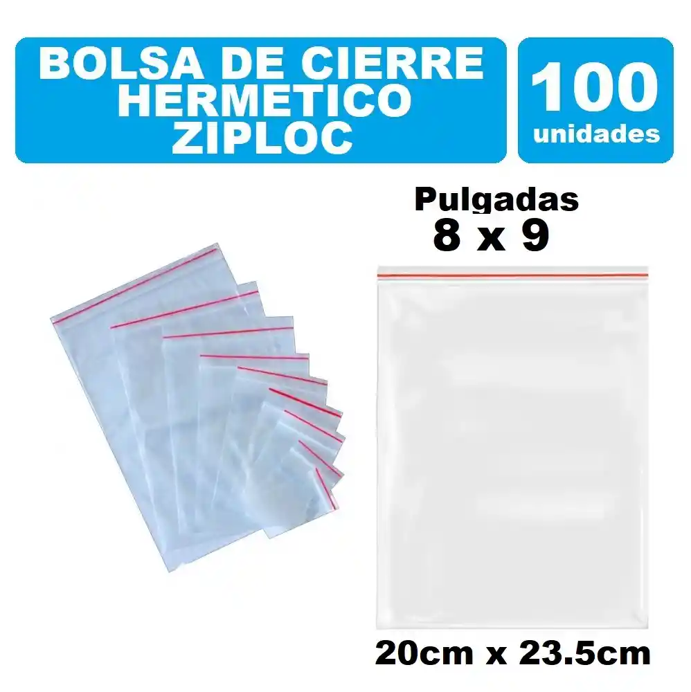 Bolsa Zipper Con Cierre Hermético 20cm X 23.5cm Por 100und Transparente