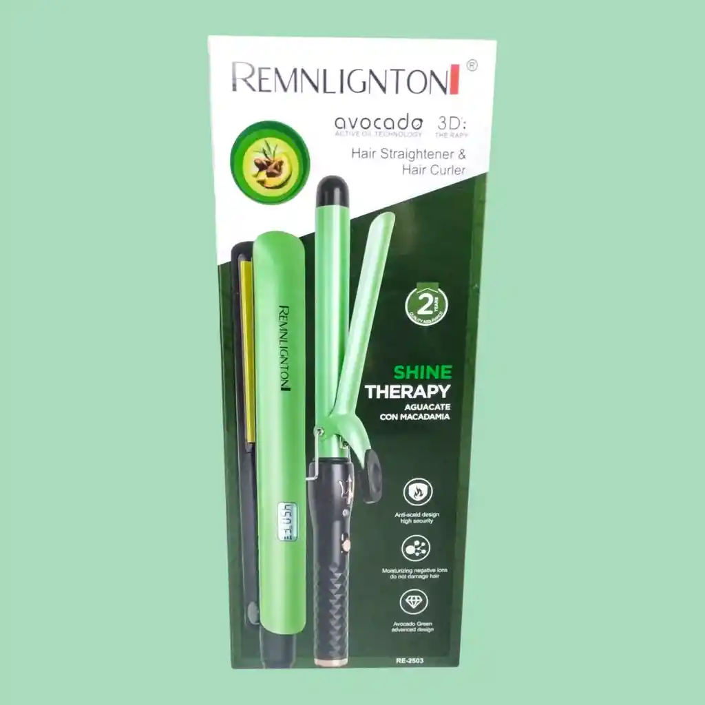 Combo Plancha De Cabello + Pinza Rizadora Linea Aguacate