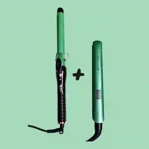 Combo Plancha De Cabello + Pinza Rizadora Linea Aguacate