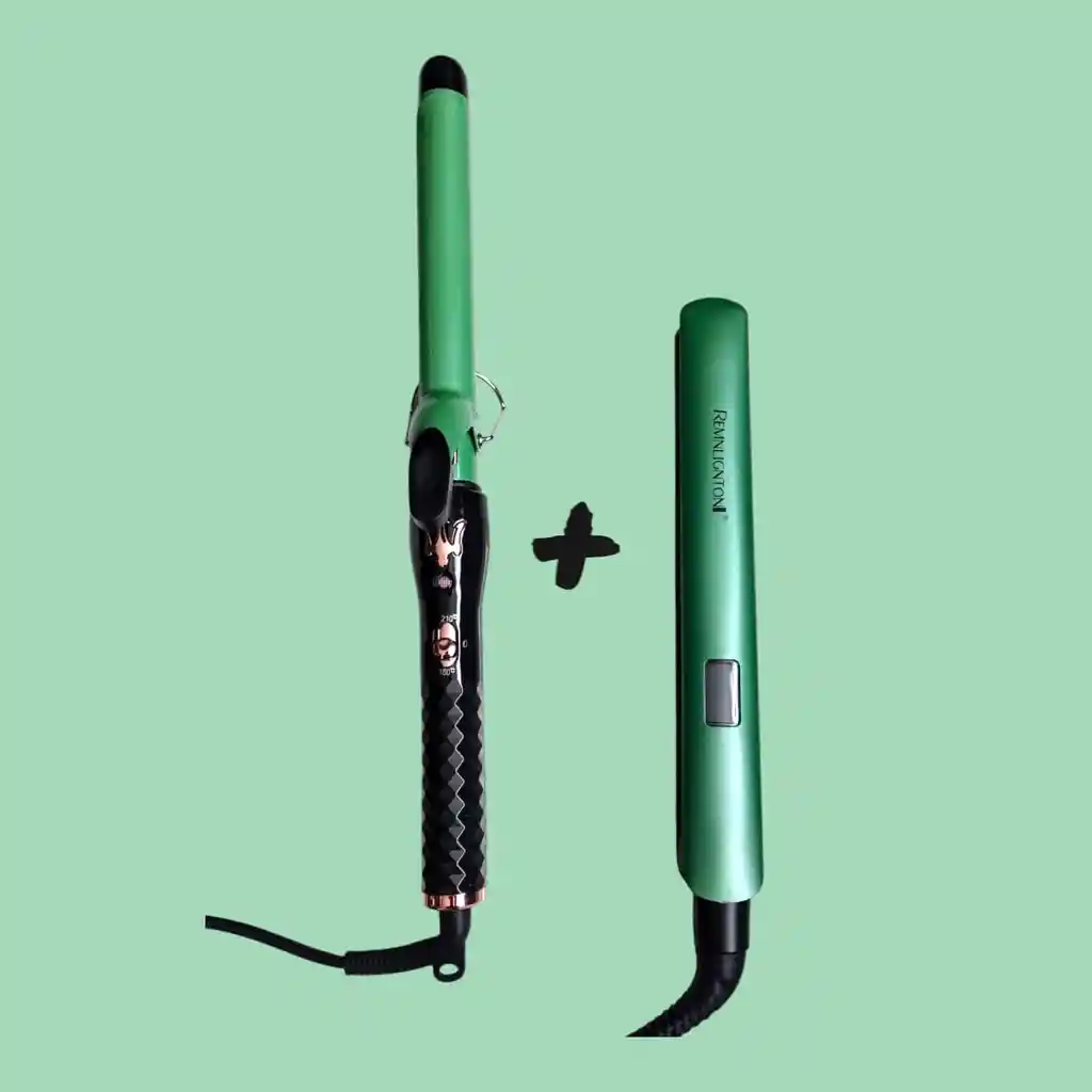 Combo Plancha De Cabello + Pinza Rizadora Linea Aguacate