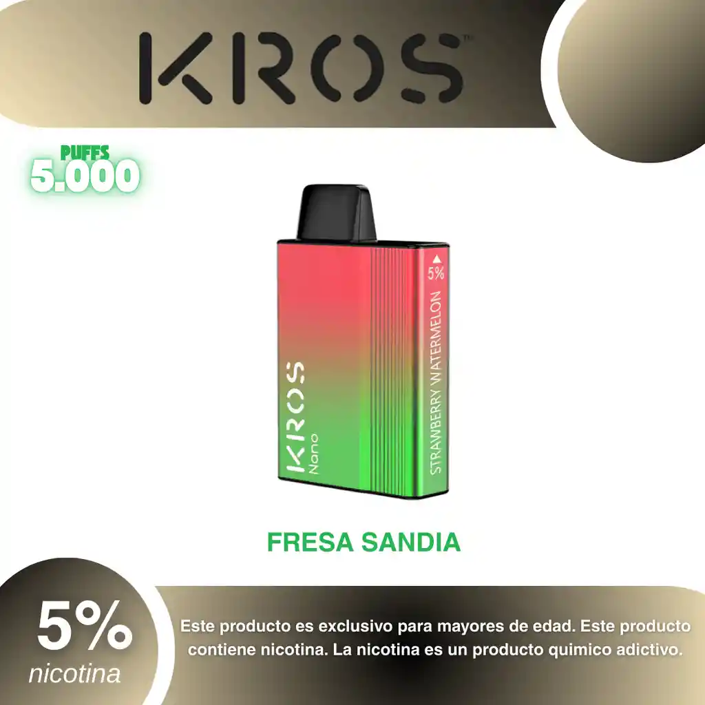 Vape Kros Nano 5.000 Pufs, Strawberry Watermelon 5%