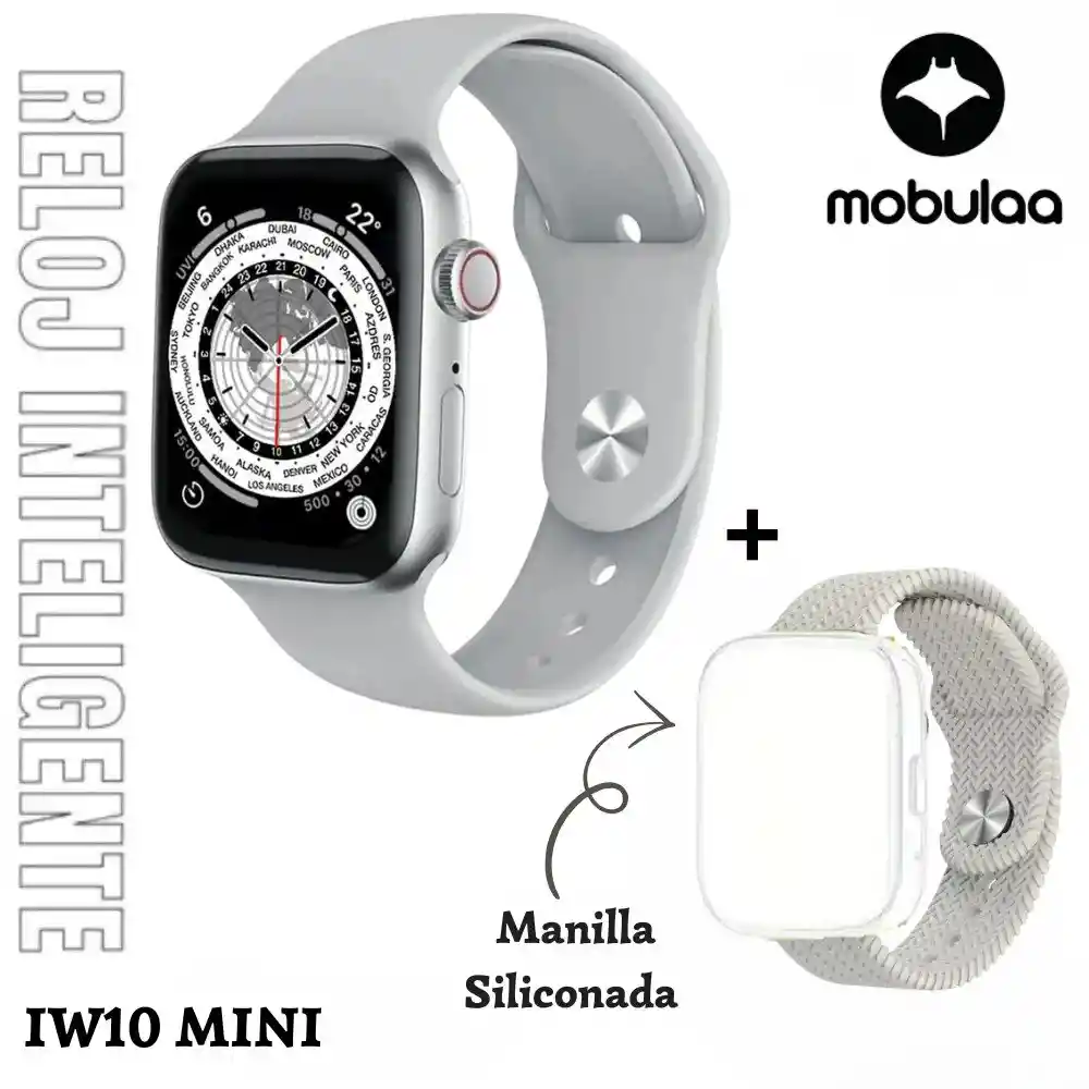 Reloj Inteligente Smartwatch Bluetooth Mobulaa Iw10 Mini Plateado 41mm