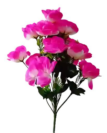 Ramo Arreglo Bouquet De 18 Flores Artificiales Rosadas Con Blanco