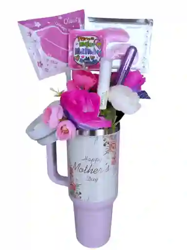 Regalo Detalle Obsequio Dia De La Madre Mama Vaso Termico Ancheta Flores