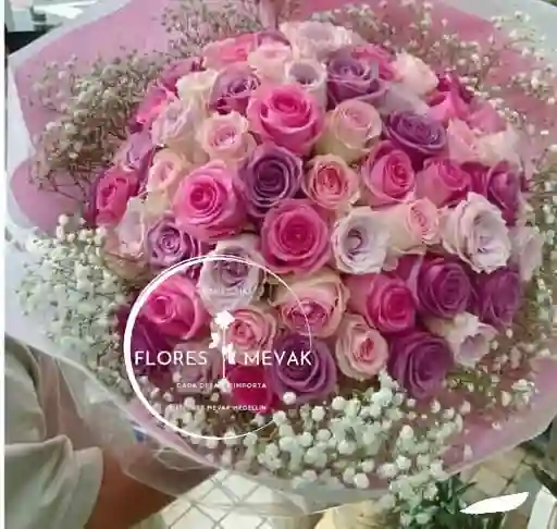 Flores-,rosas Lila Y Rosadas X48