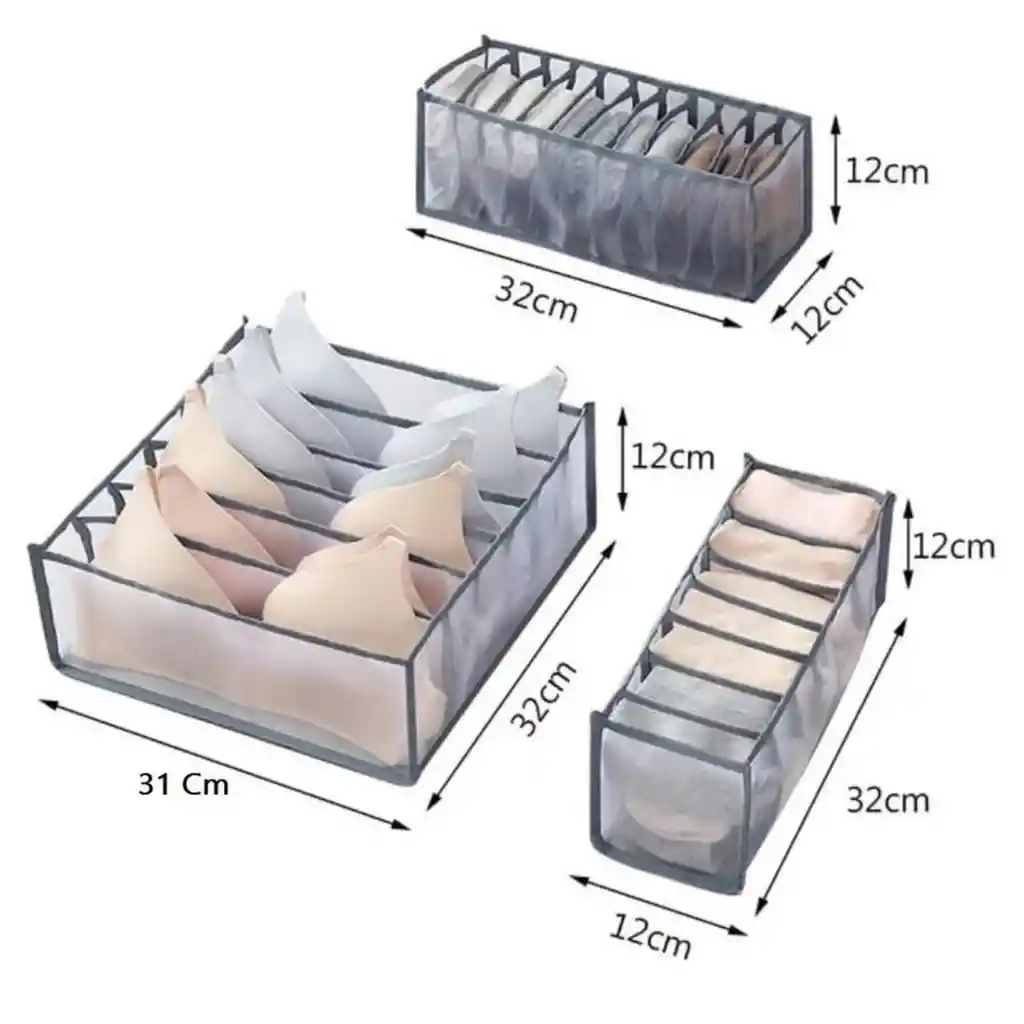 Organizador De Ropa Interior Set X3 Plegable Con Divisiones