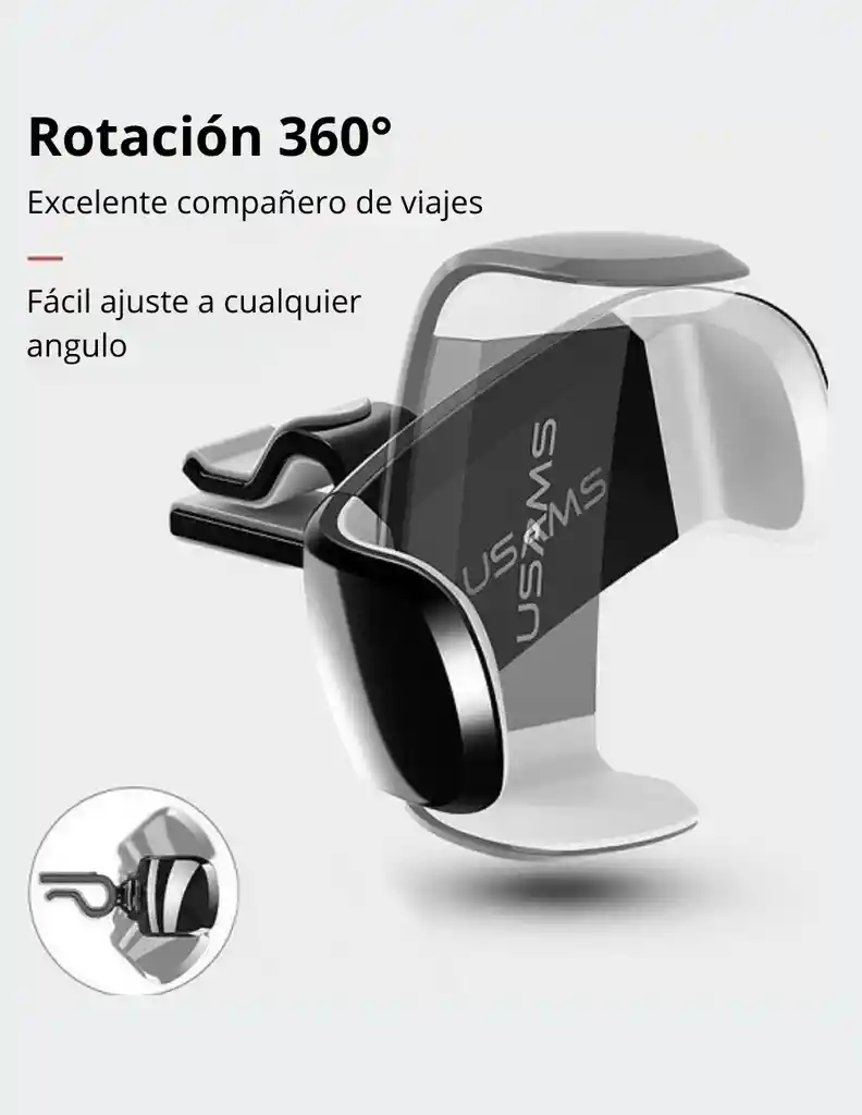 Soporte De Celular Para Auto Usams De Ventila 6 Pulgadas Color Negro