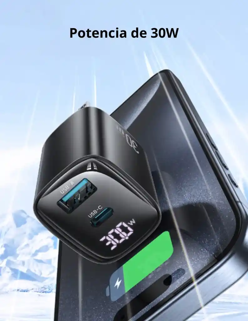 Cargador Dual De Pared Cc230 Usams Carga Rápida 30w Negro