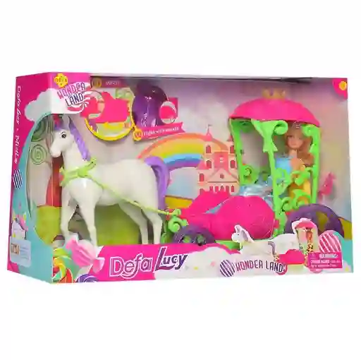 Muñeca Defa Lucy Unicornio Con Carruaje De Mundo Maravilloso