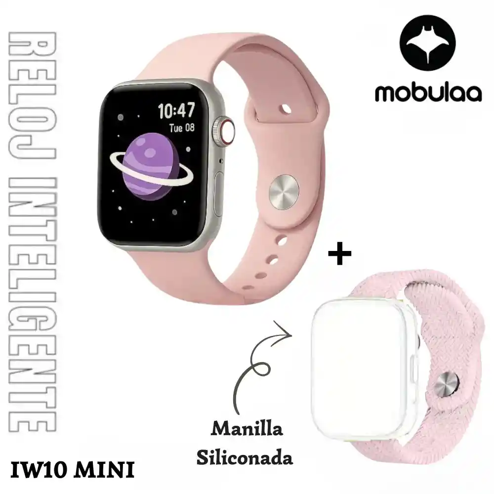 Reloj Inteligente Smartwatch Bluetooth Mobulaa Iw10 Mini Rosado 41mm
