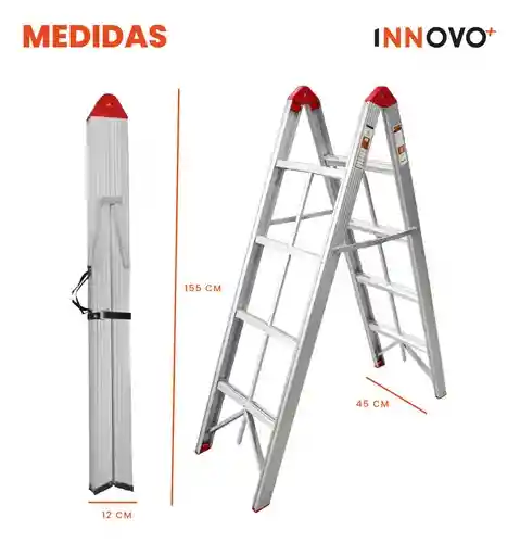 Escalera Plegable Tijera No Ocupa Espacio Práctica Aluminio Resiste 150kg 8 Peldaños