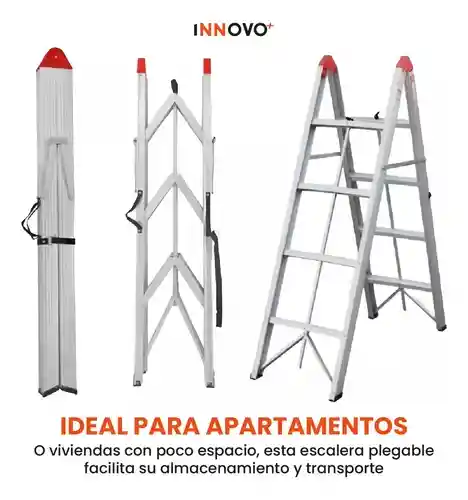 Escalera Plegable Tijera No Ocupa Espacio Práctica Aluminio Resiste 150kg 8 Peldaños