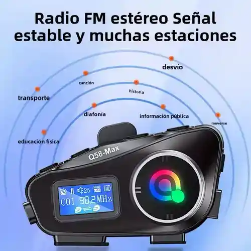 Intercomunicador Para Casco Motociclista Q58 Max Digital Inn Bike Ip65