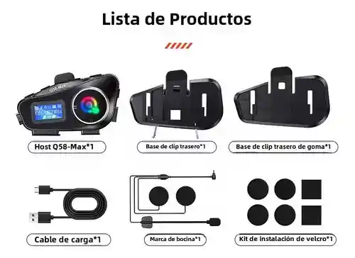 Intercomunicador Para Casco Motociclista Q58 Max Digital Inn Bike Ip65