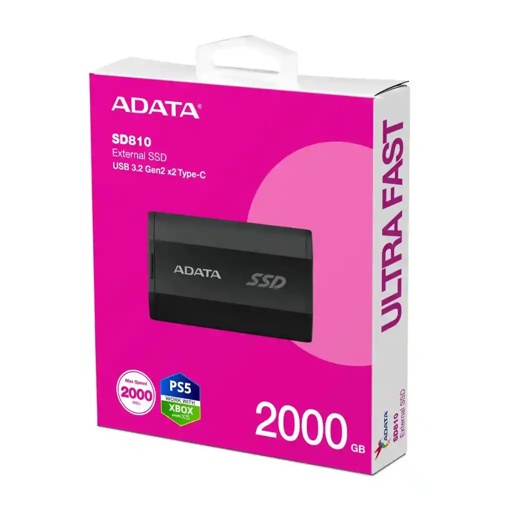Disco Sólido Externo Adata Sd810 2tb Usb Tipo-c Ip68 Negro