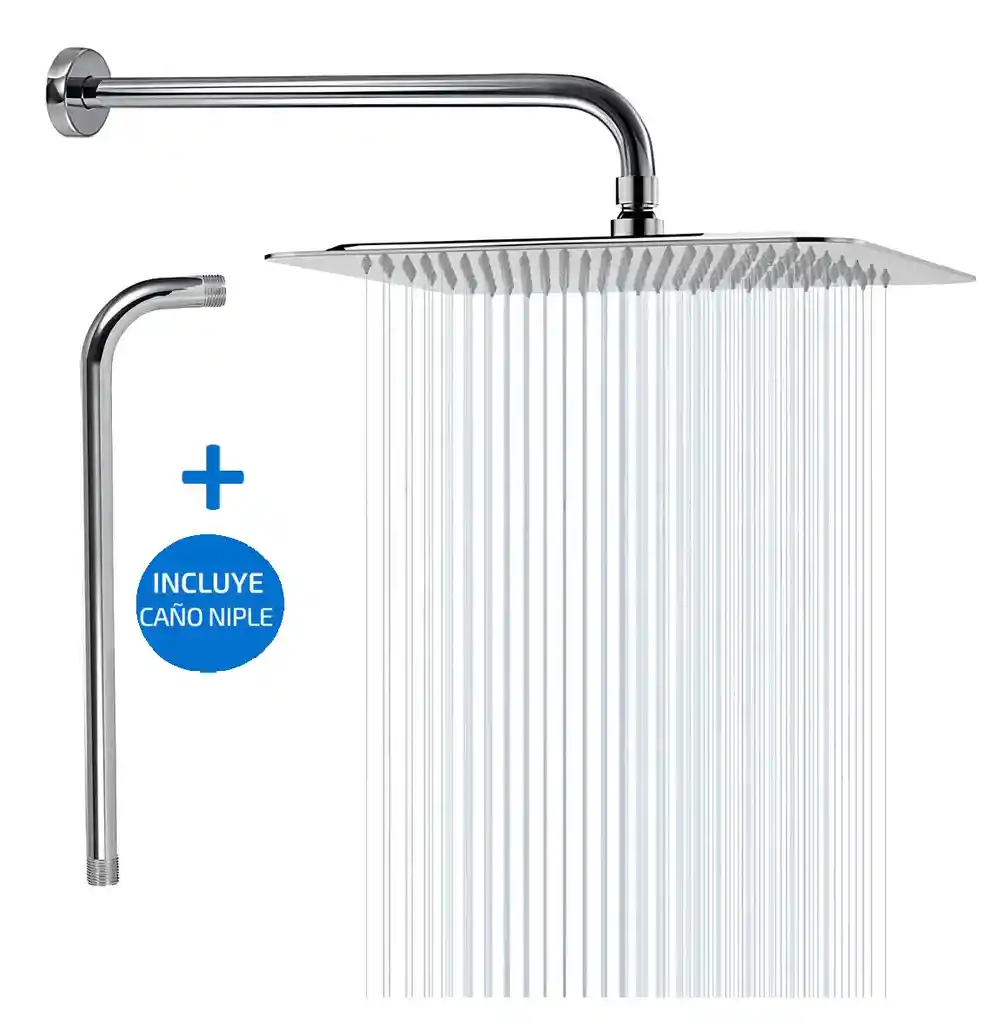 Grifería Baño Ducha Cuadrada Acero Inoxidable Regadera