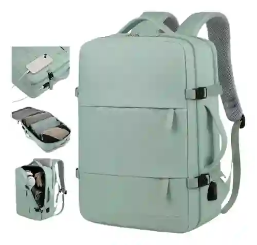 Maleta Morral Para Laptop Puerto Usb Viajero Práctico Semi Impermeable Amaz Green Innovo