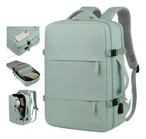 Maleta Morral Para Laptop Puerto Usb Viajero Práctico Semi Impermeable Amaz Green Innovo