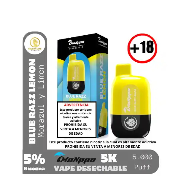Blue Razz Vape Desechable Lemon 5k-7kmonppo