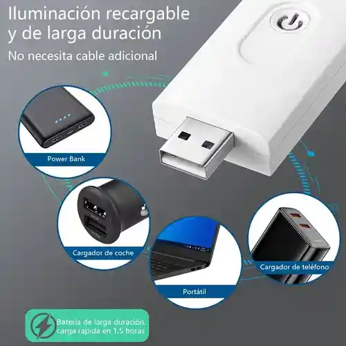 Lámpara De Lectura Recargable Portátil Con 3 Modos, Clip, Luz Eye-care Y Batería De 50 Horas