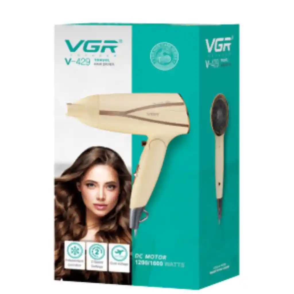 Mini Secador Vgr Pelo Cabello Viajero Portatil Plegable V-429